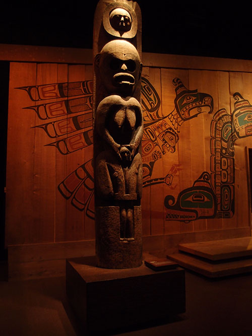 Totem pole, First Nations gallery, RBCM, Victoria