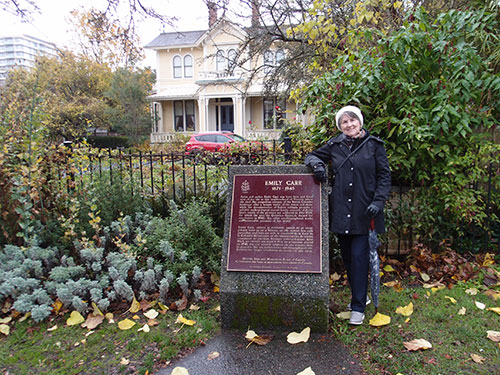 Eileen in front of the Emily Carr House